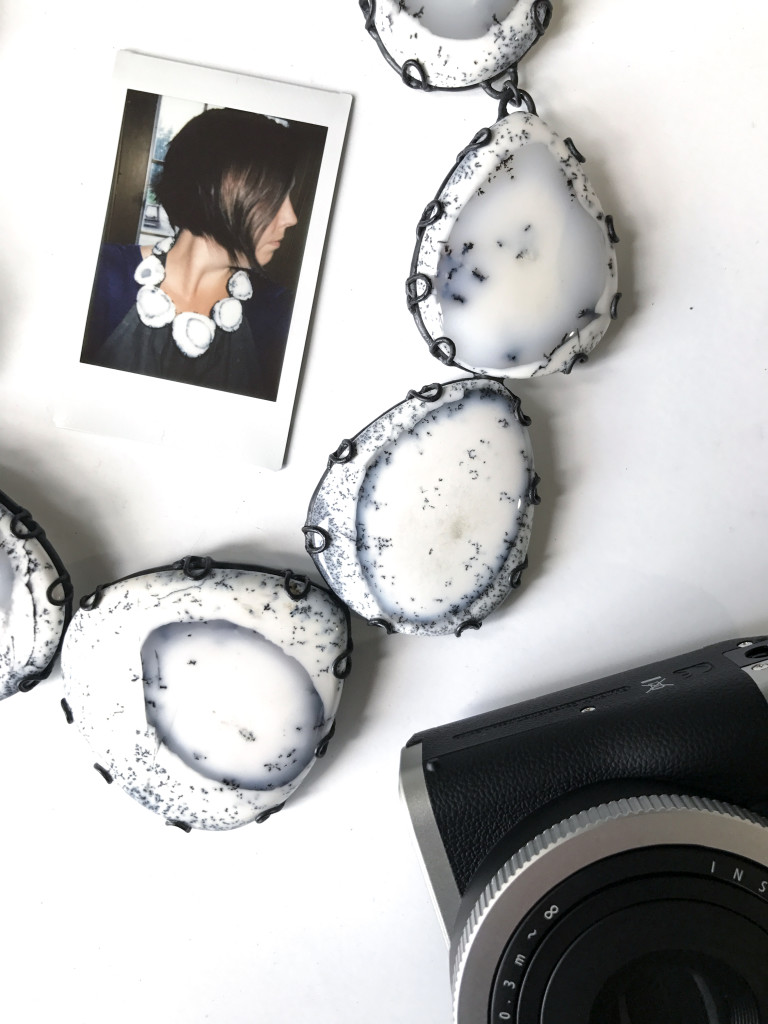 statement necklace and self portrait with fuji instax neo 90