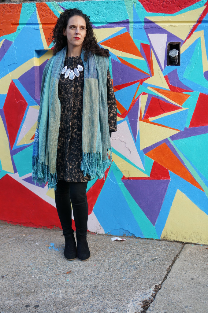 fall winter street style: scarf and statement necklace