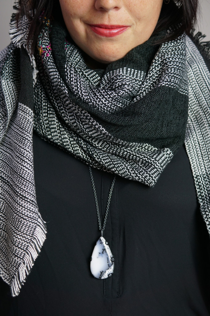 fall winter style ideas: how to wear a long necklace with a scarf