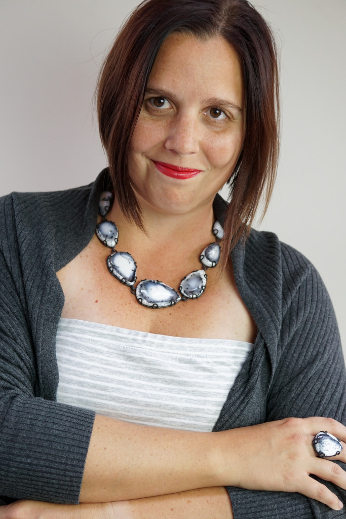 black and white gemstone necklace and statement ring