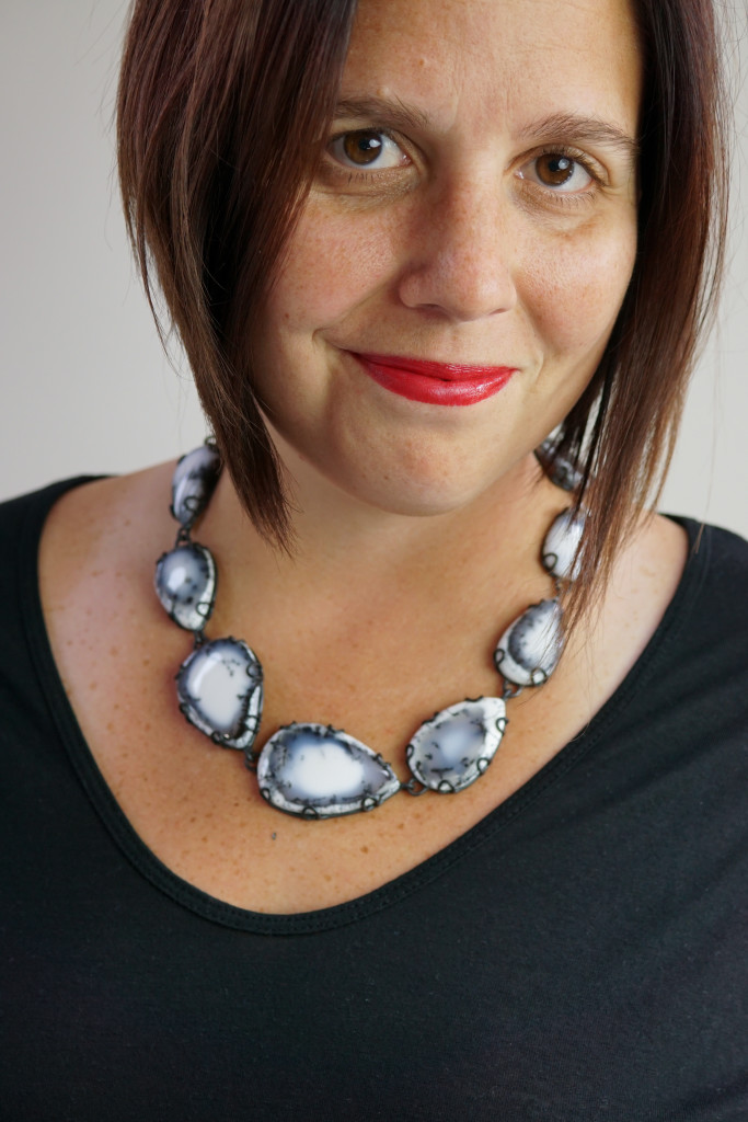 Contra Composition Necklace No. 29 // one of a kind art jewelry, black and white dendritic opal necklace handcrafted by designer and metalsmith Megan Auman