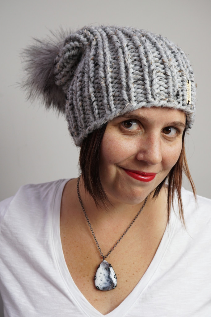 winter style: knit winter hat and snowscape inspired gemstone pendant