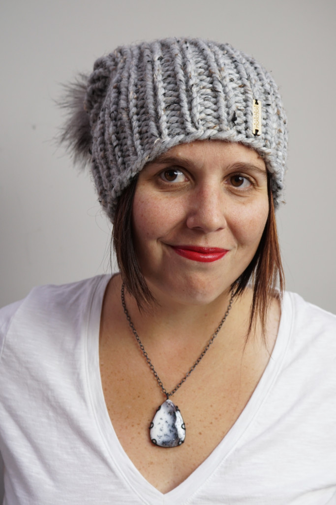 winter style: knit winter hat and snowscape inspired gemstone pendant