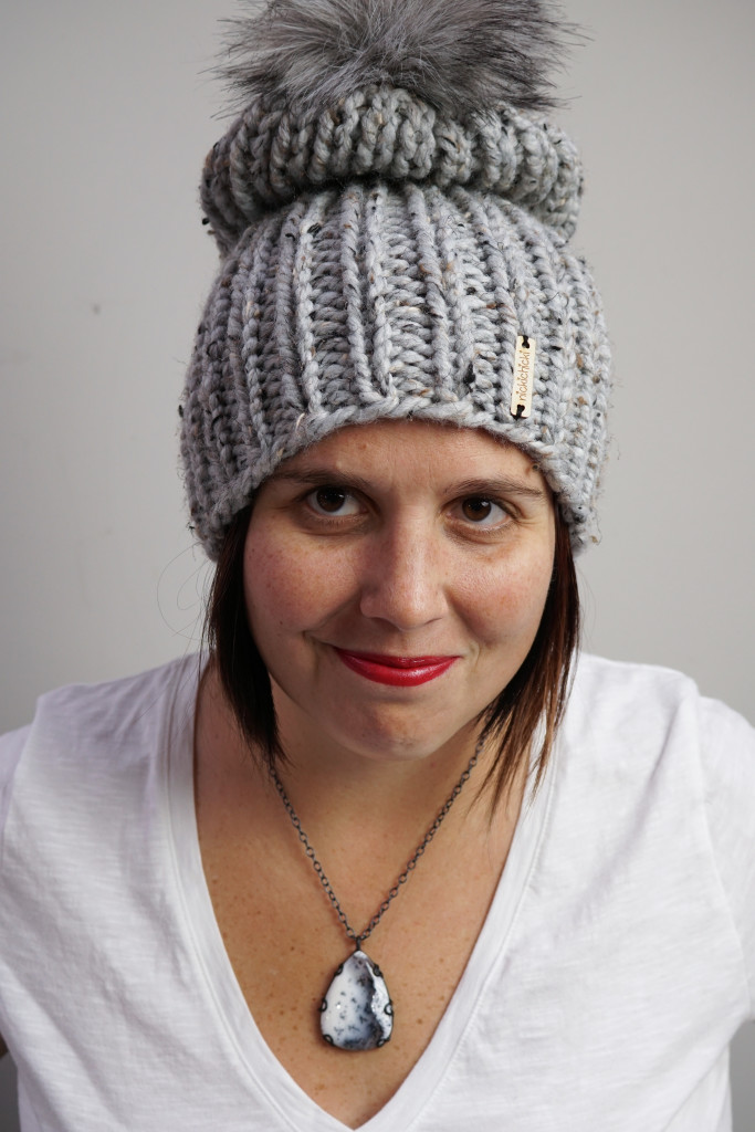 winter style: knit winter hat and snowscape inspired gemstone pendant