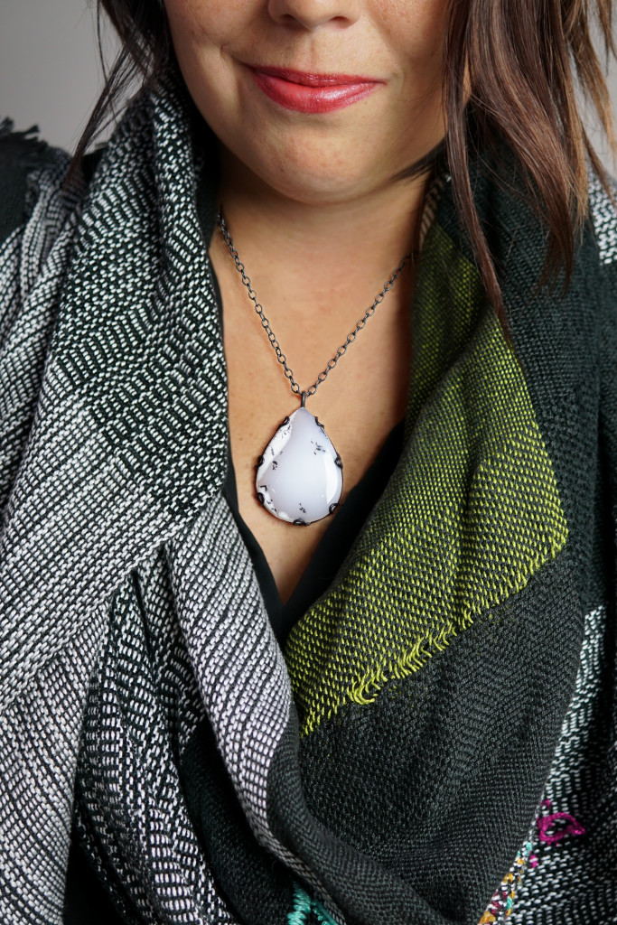 fall winter style: how to show off a pendant while wearing a scarf