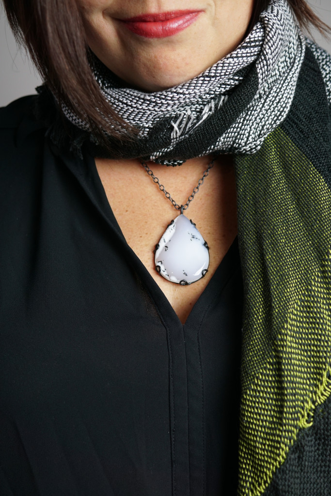 fall winter style: how to show off a pendant while wearing a scarf