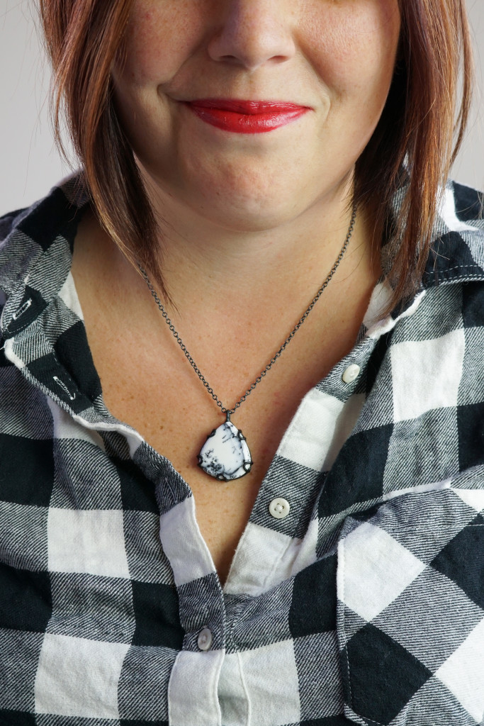 what necklace to wear with a flannel button down shirt: gemstone pendant necklace