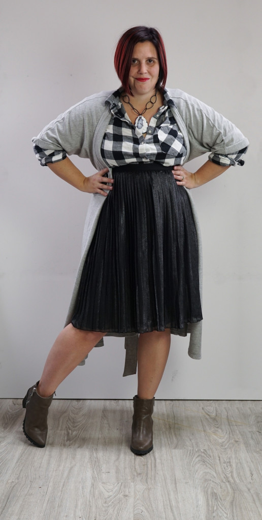 one dress challenge, day 20: grey wrap dress over black and white plaid ...