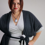 one dress challenge, day 9: grey wrap dress and oversized charcoal cardigan