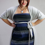 one dress challenge, day 10: grey wrap dress and black and navy strapless dress