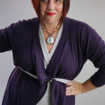 one dress challenge, day 21: grey wrap dress and purple cardigan