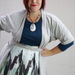 one dress challenge, day 19: wrap dress over patterned skirt and teal sweater