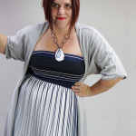 one dress challenge, day 23: grey wrap dress over pleated skirt and strapless dress