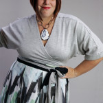 one dress challenge, day 15: pleated patterned wrap skirt over grey wrap dress (with a special styling trick)