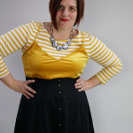 one dress challenge, day 6: velvet cami and midi skirt over striped dress