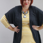one dress challenge, day 5: striped midi dress and oversized cardigan