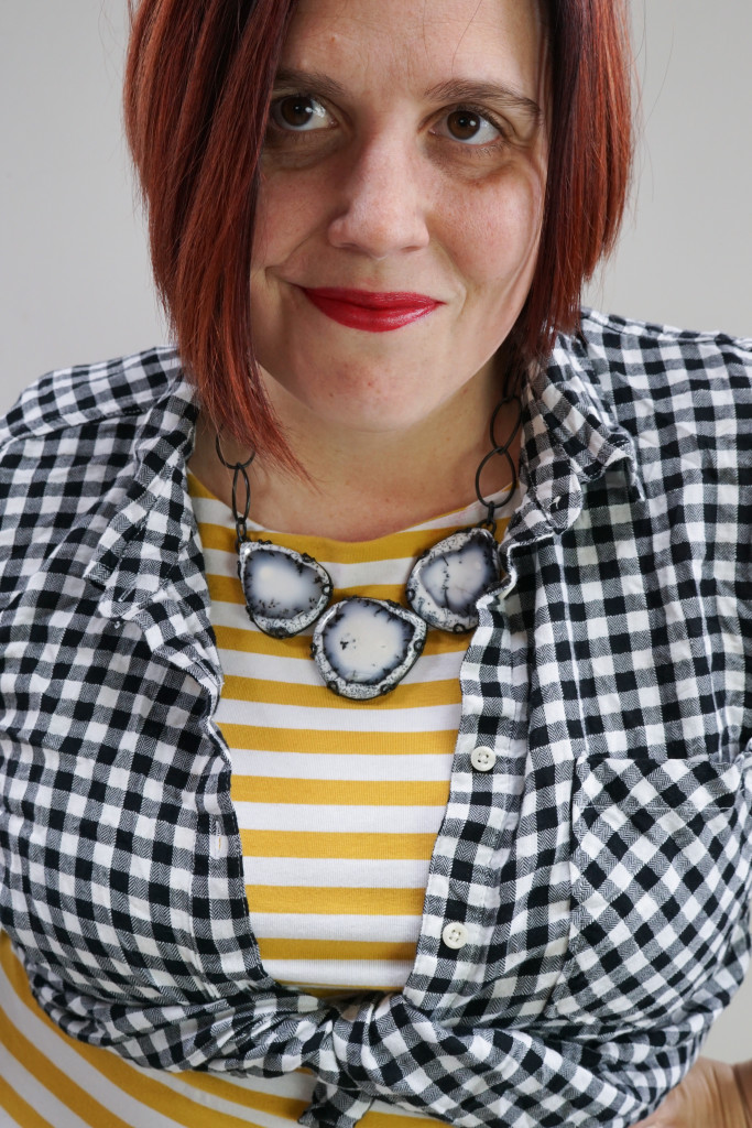 spring style inspiration: yellow striped midi dress and black and white checked shirt