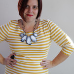one dress challenge, day 1: striped midi dress and statement necklace