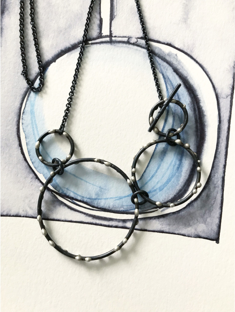 art jewelry on a recent watercolor painting
