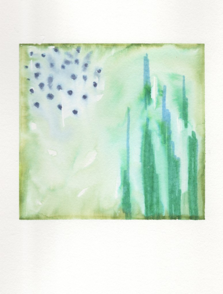 green abstract watercolor painting