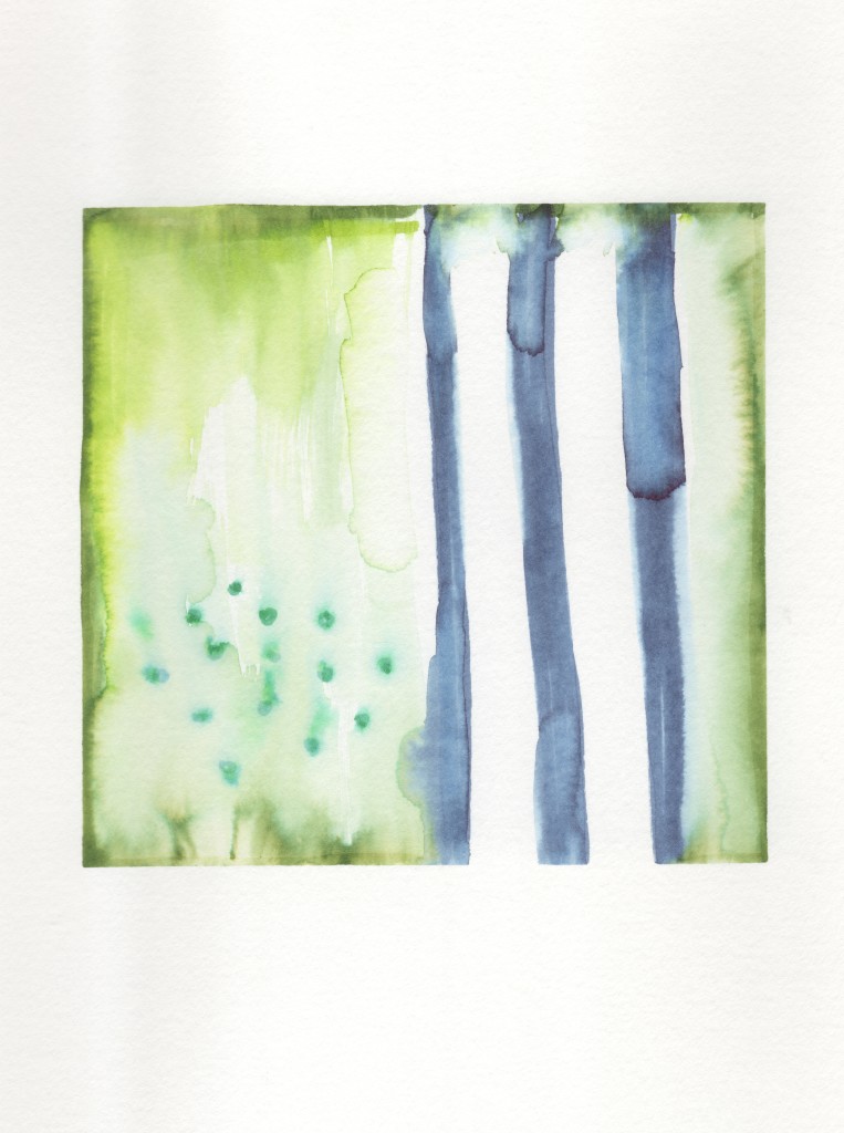 blue stripes on green background abstract watercolor painting