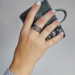 the perfect pairing: silver on steel stacking rings and handmade ceramic mug