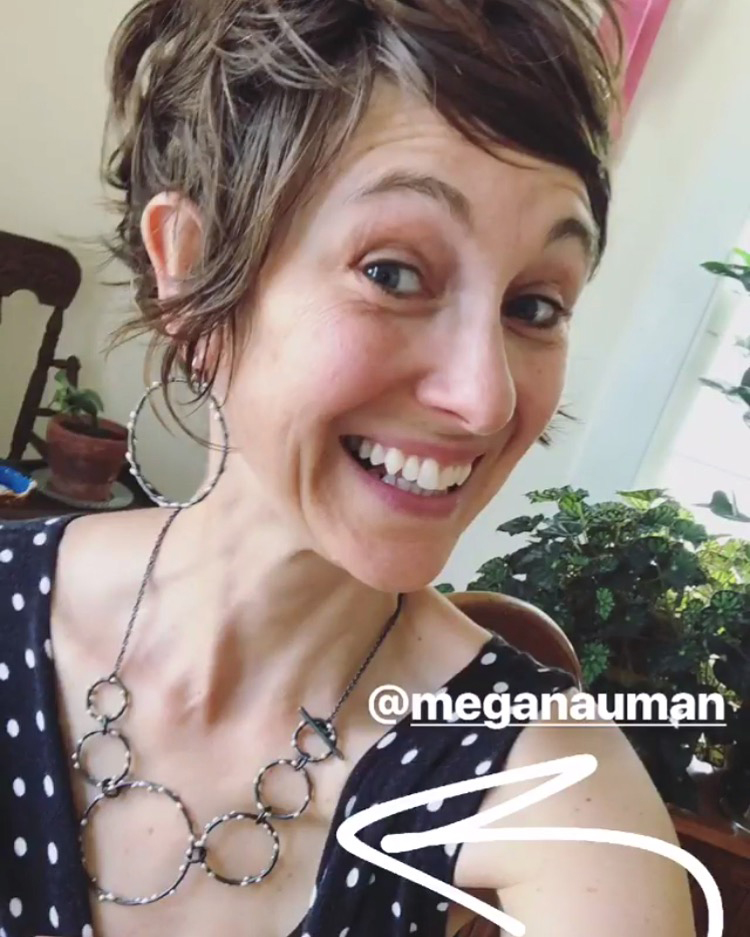 big earrings and statement necklace: Stasia Savasuk wearing the Zoe Necklace and Extra Large Circle Earrings by Megan Auman
