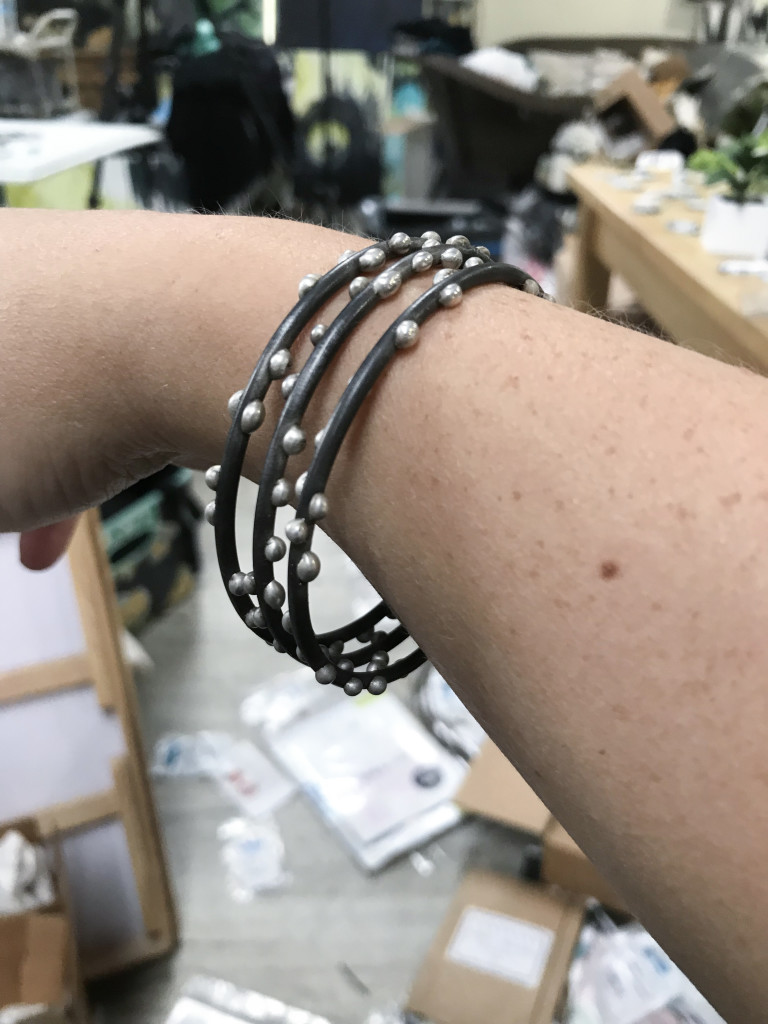 silver on steel handmade stacking bracelets