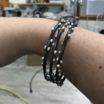 silver on steel stacking bangles in the studio