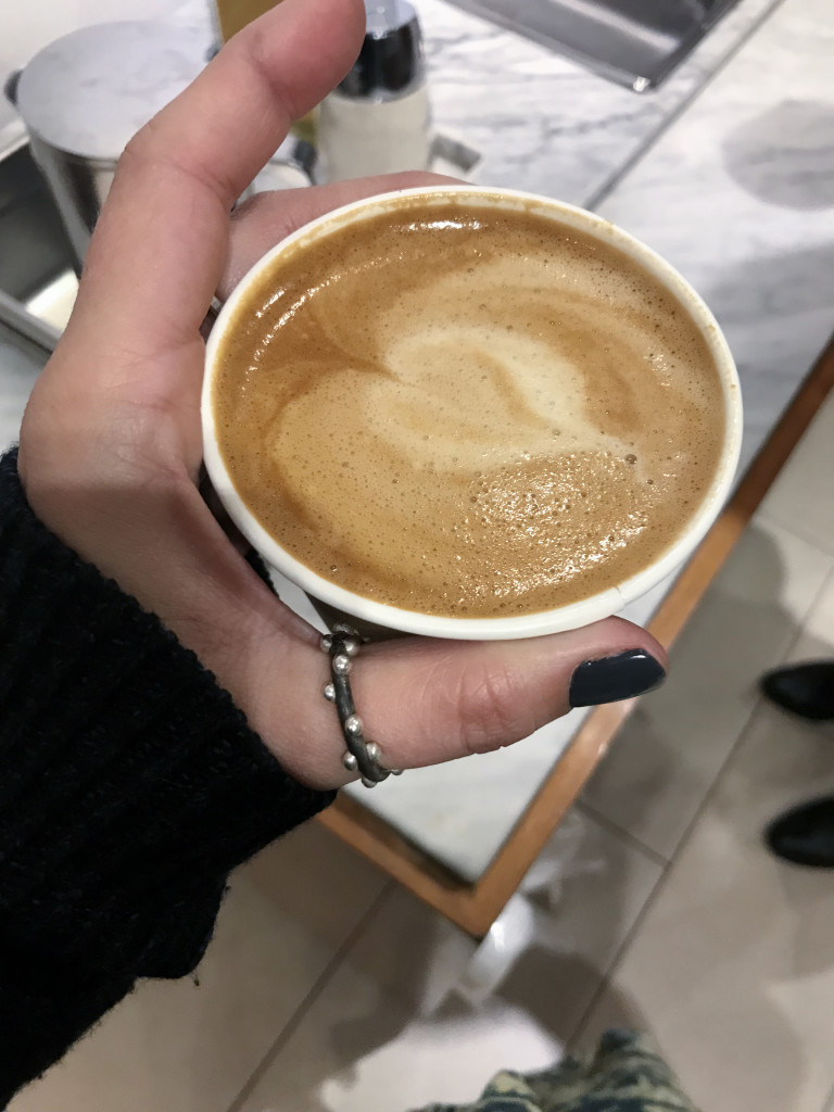 silver on steel handmade mixed metal thumb ring with latte art