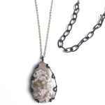 special necklace: crazy lace agate on a rose gold and steel chain