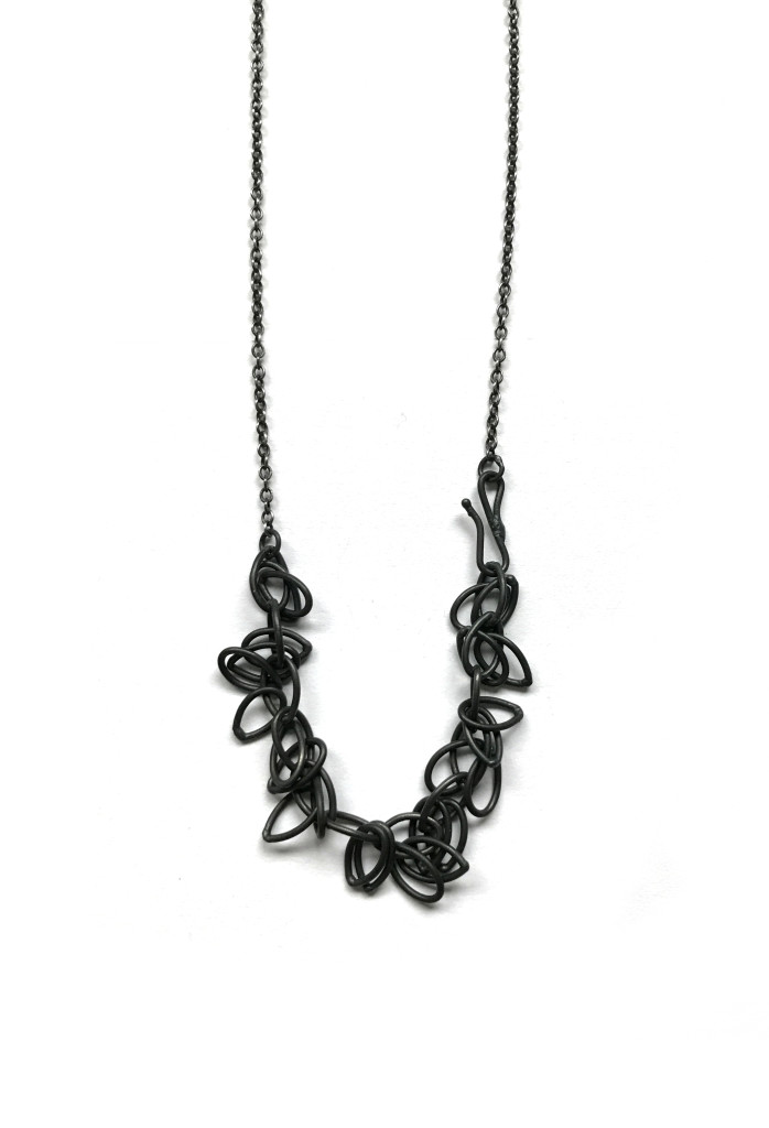 black jewelry: steel chain fringe necklace by Megan Auman