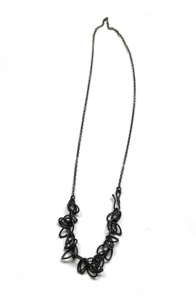 black jewelry: steel chain fringe necklace by Megan Auman