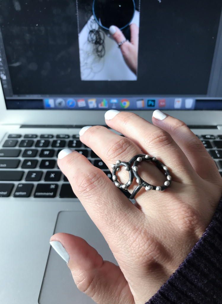 silver on steel handmade stacking statement rings