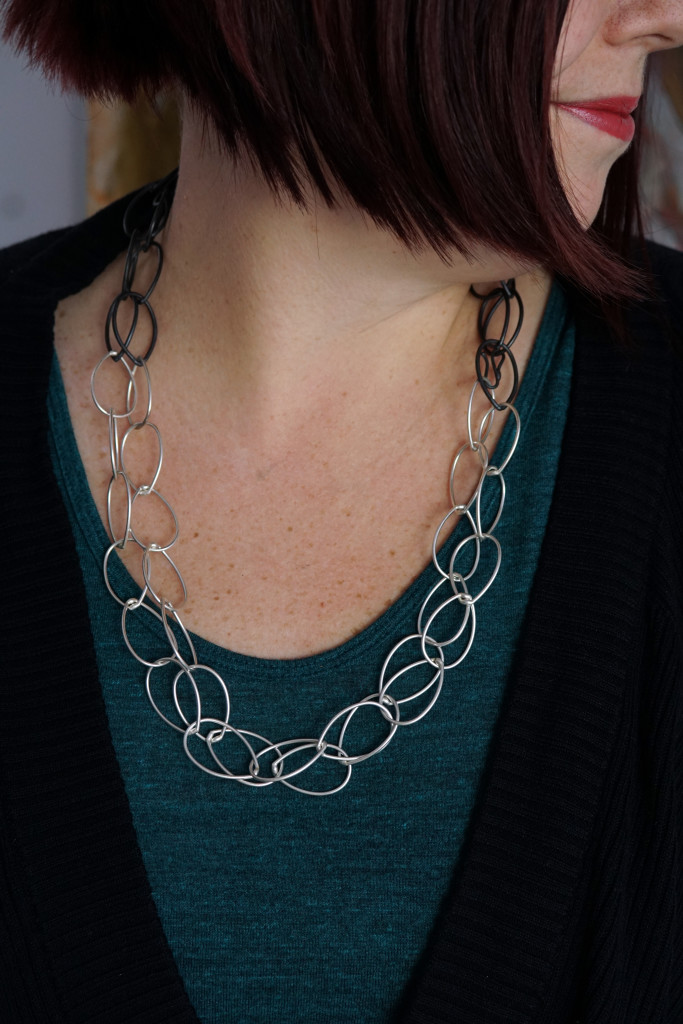 two tone long chain necklace