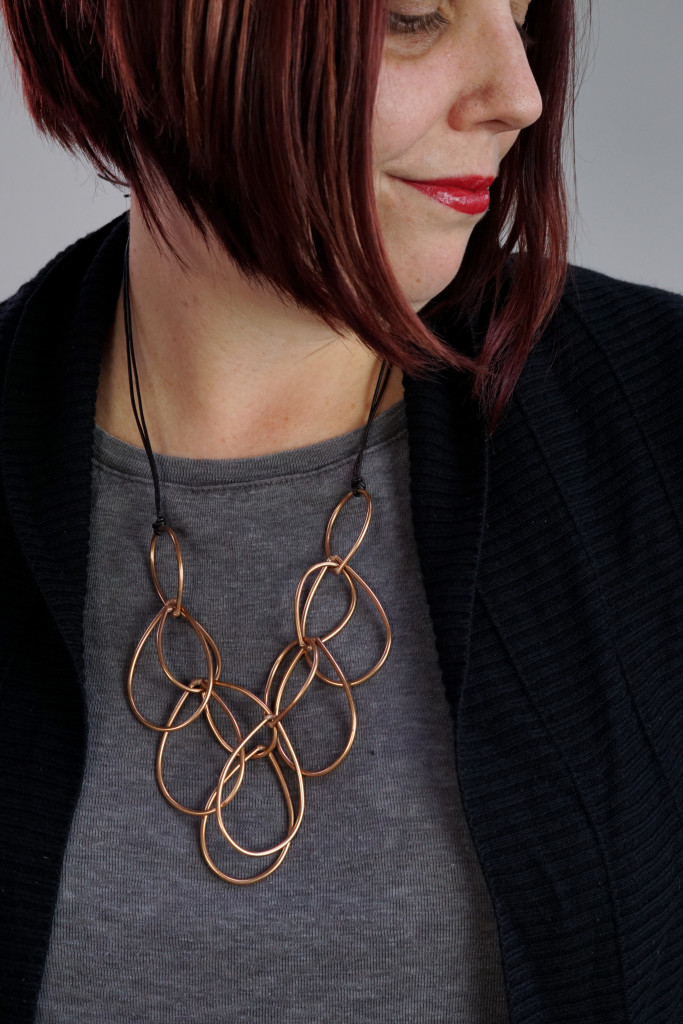 bronze chain link statement necklace