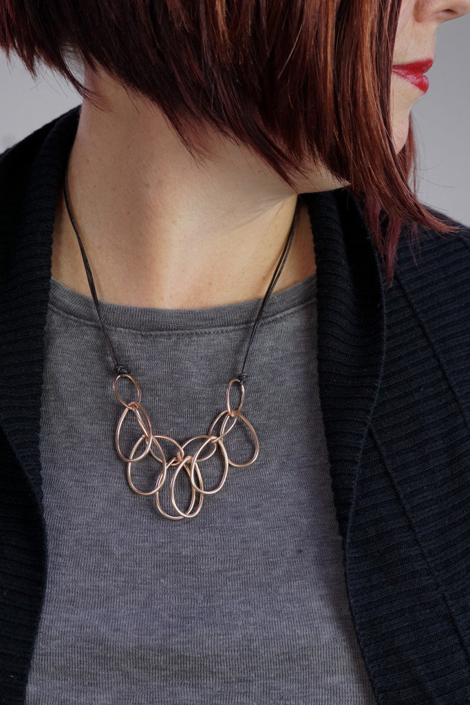 bronze chain link everyday statement necklace