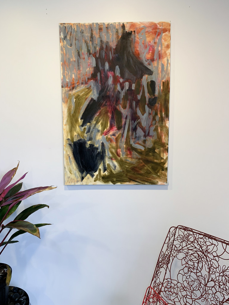 original abstract painting in studio by megan auman