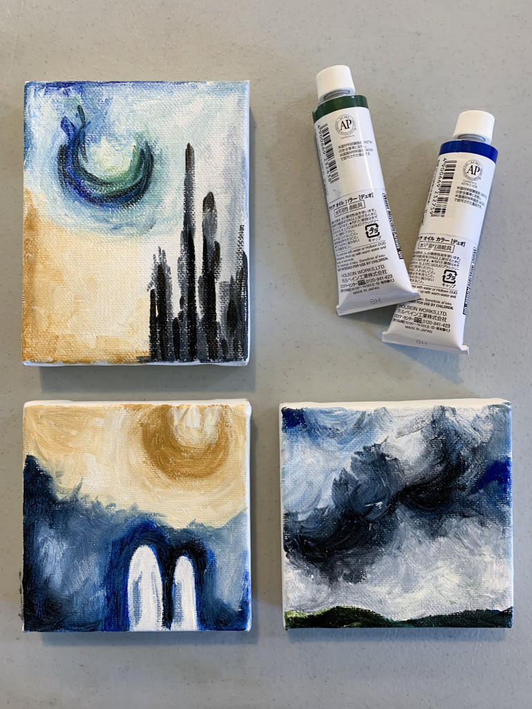 tiny oil paintings by megan auman - abstract and landscape