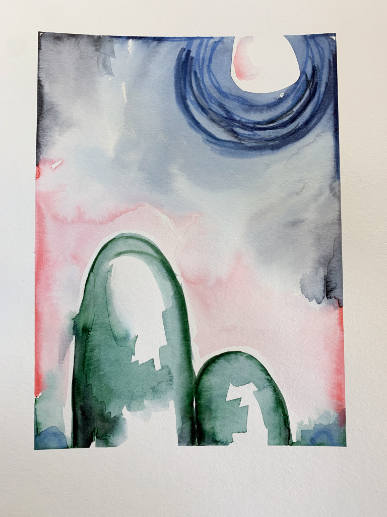 modern abstract watercolor landscape art by megan auman