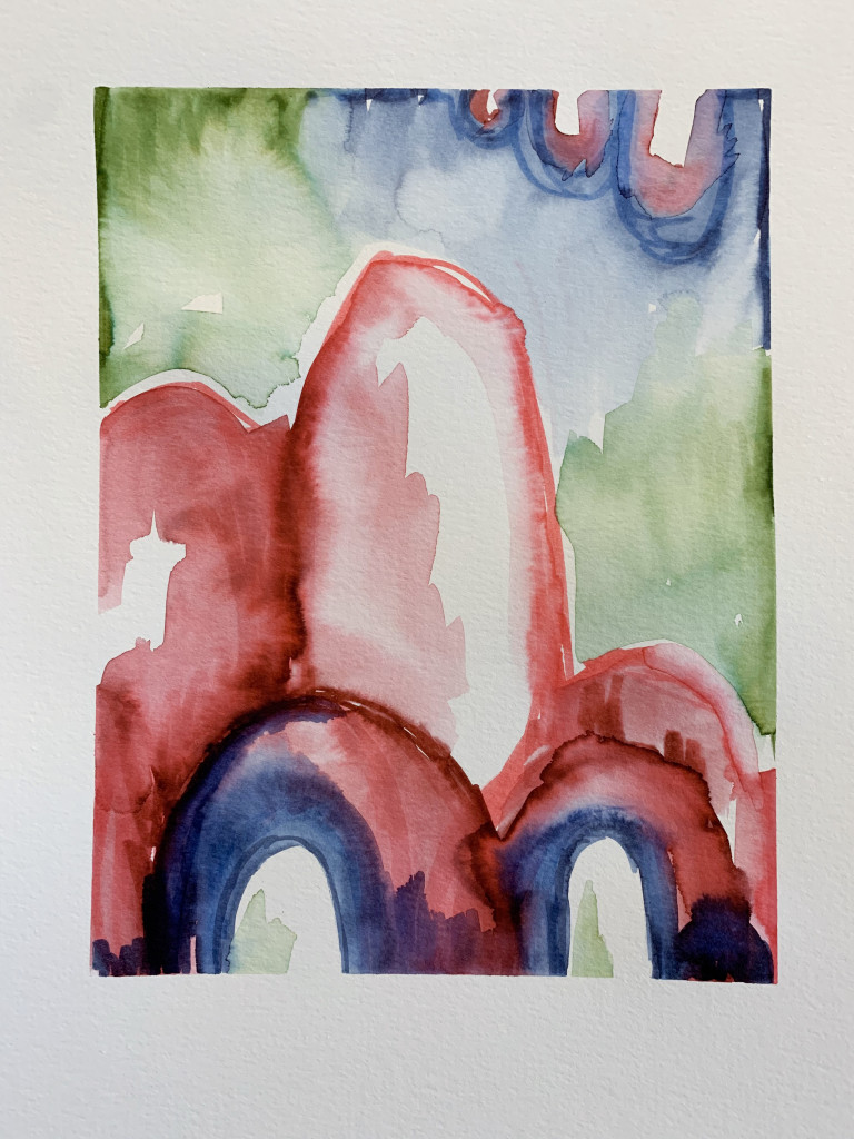 modern abstract watercolor landscape art by megan auman