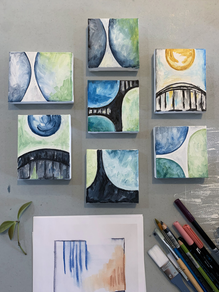 tiny oil paintings - small wall art grouping