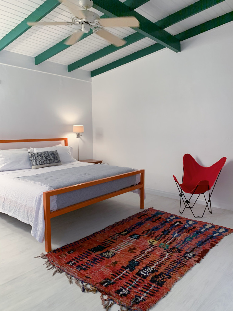 modern bohemian bedroom at Golden Rock Inn Nevis, West Indies, Caribbean