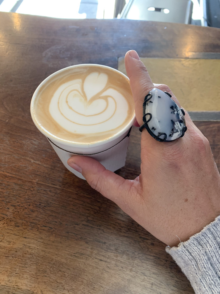 statement ring and latte art in New York City