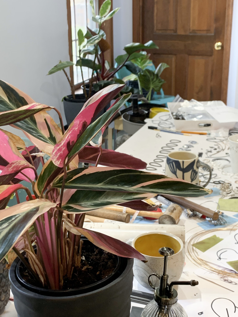 urban jungle inspiration - tropical plants in the studio of designer and metalsmith Megan Auman