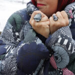 Marimekko winter coat + statement rings