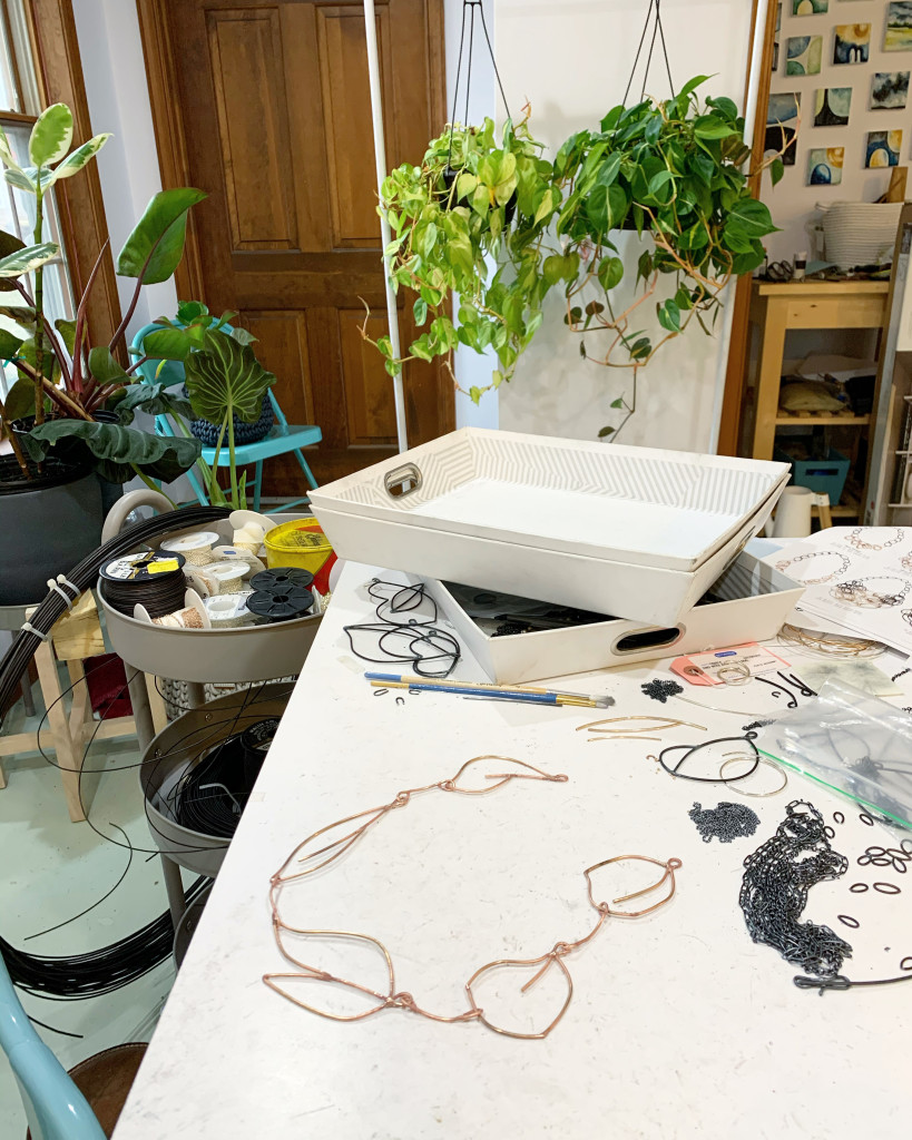 houseplants in jewelry metalsmithing studio