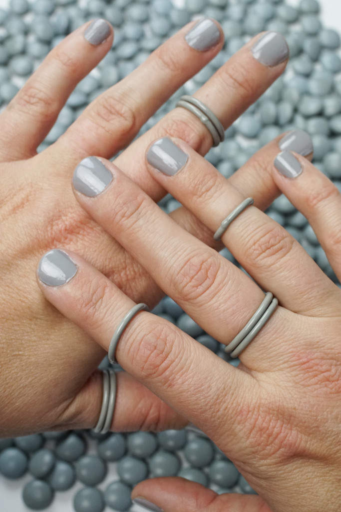 gray jewelry, gray stacking rings and midi rings