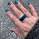 stacking rings in blue, teal, and mint
