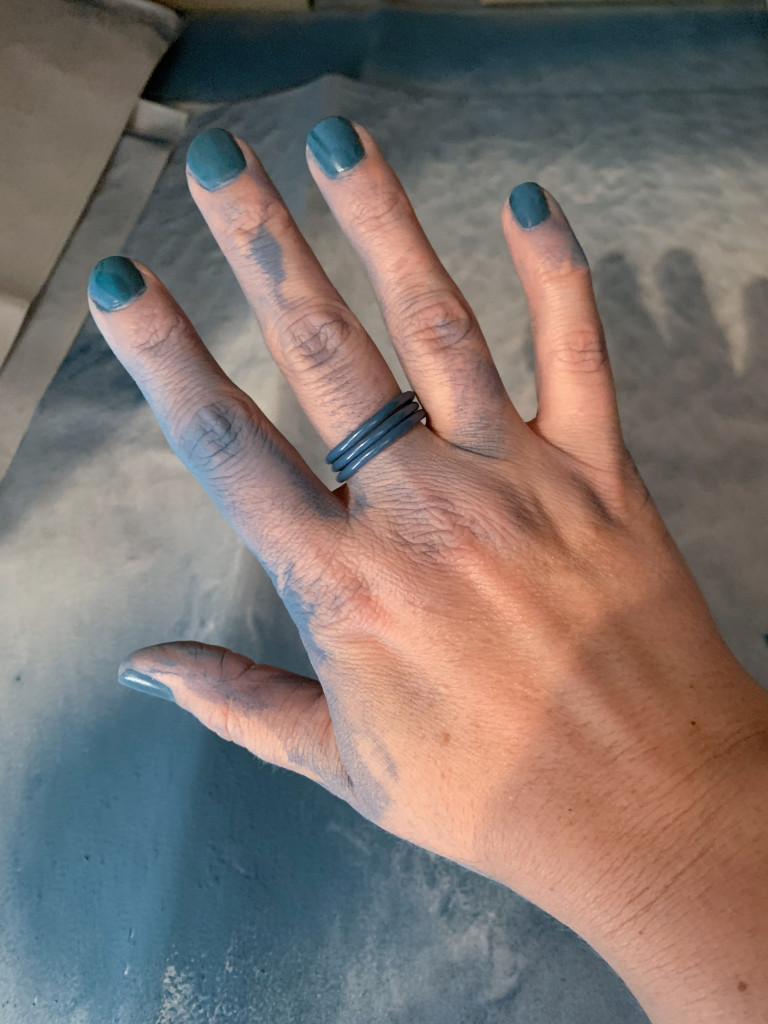 powder coated jewelry: blue stacking rings